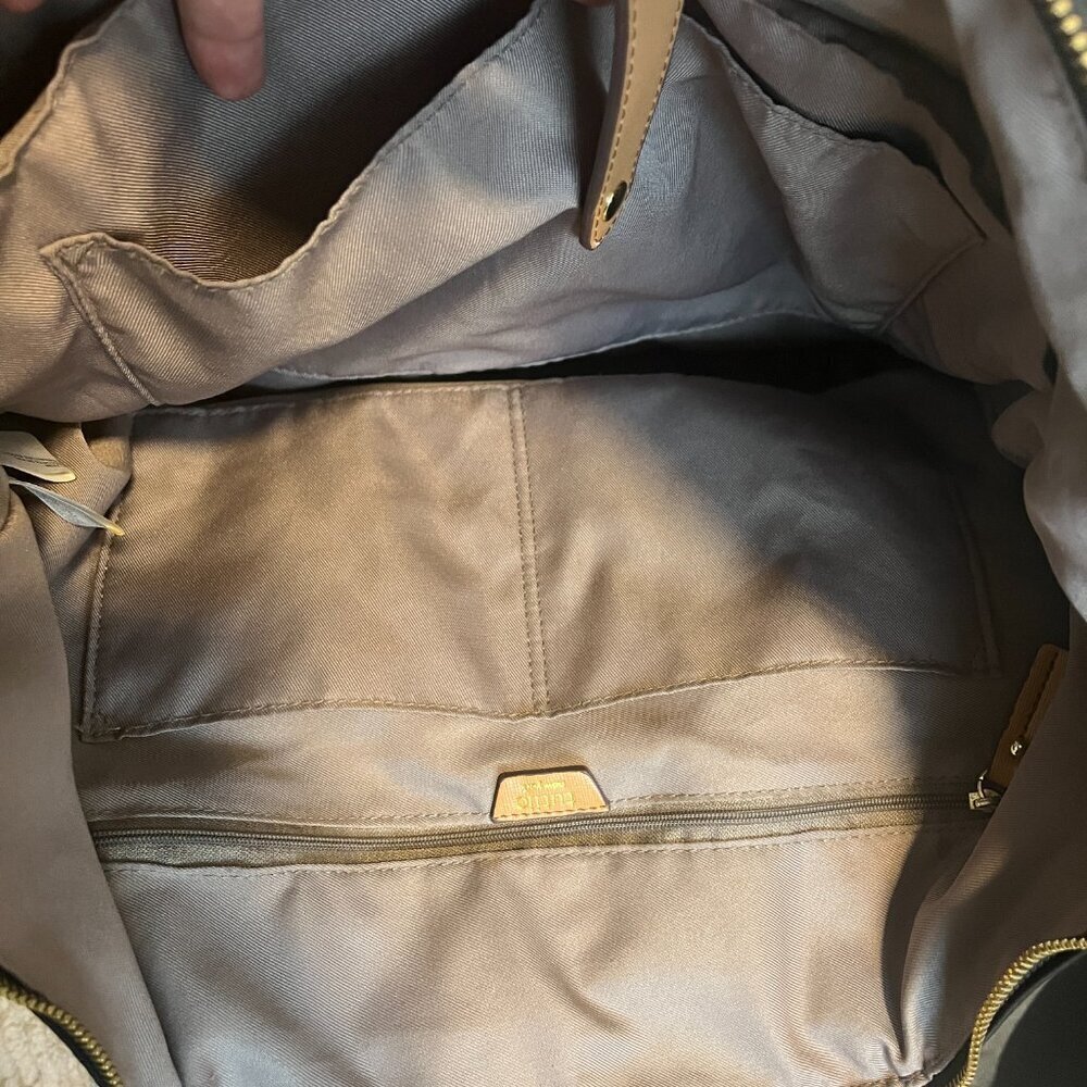 Tutilo Black with Tan Trim New York Travel Tote Bag Work & Weekend - Picture 8 of 16